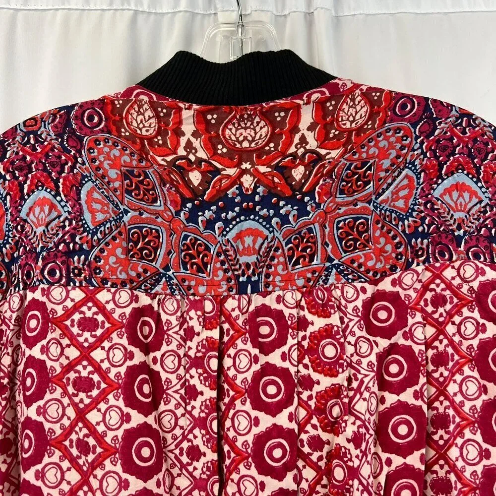 Angie Women’s Paisley Jacket Full Zip Red/Multi Size Large